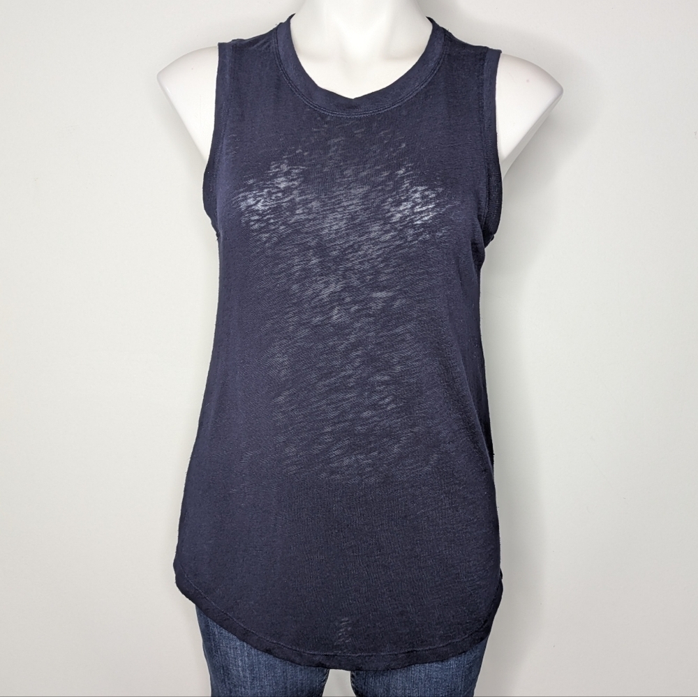 Athleta Blue Sheer Knit Tank Top S
